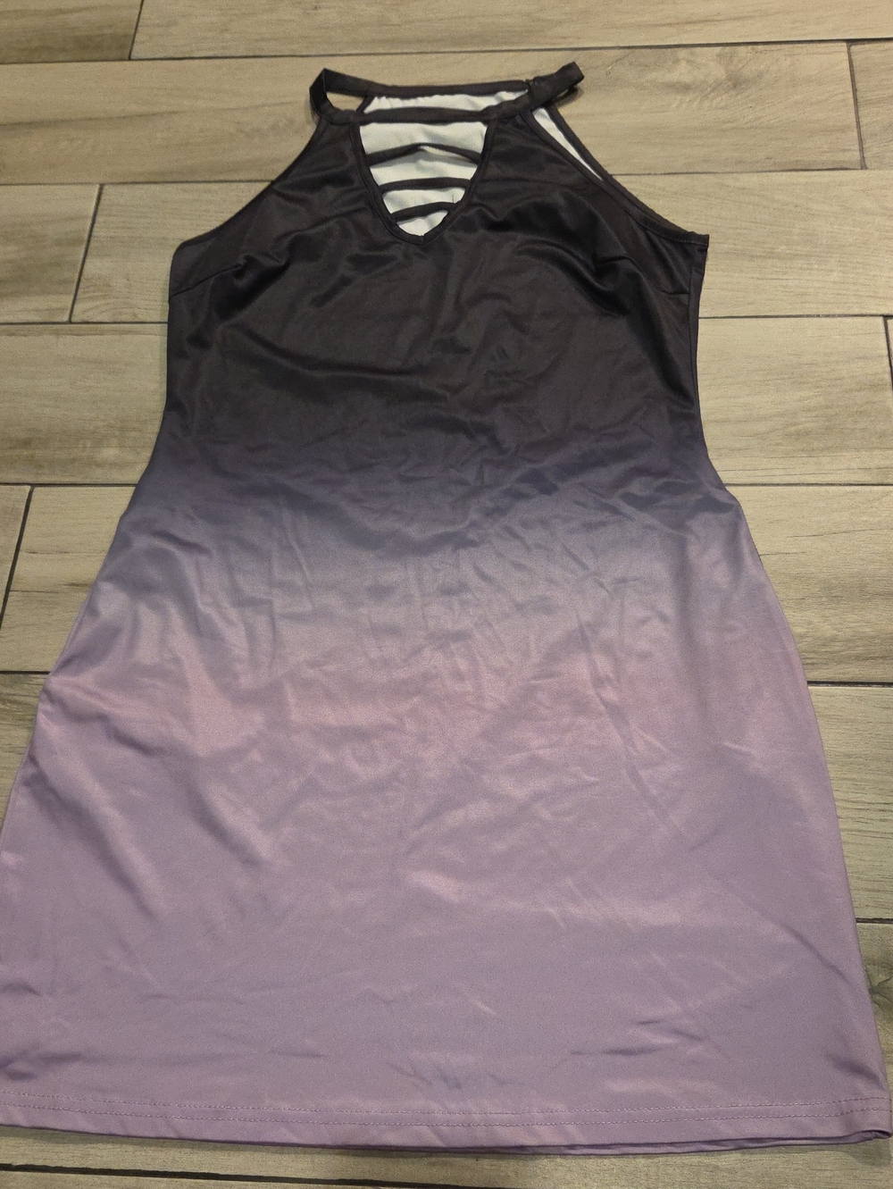 🍁SHEIN Ombre Black to Lavender Strappy Halter Dress
